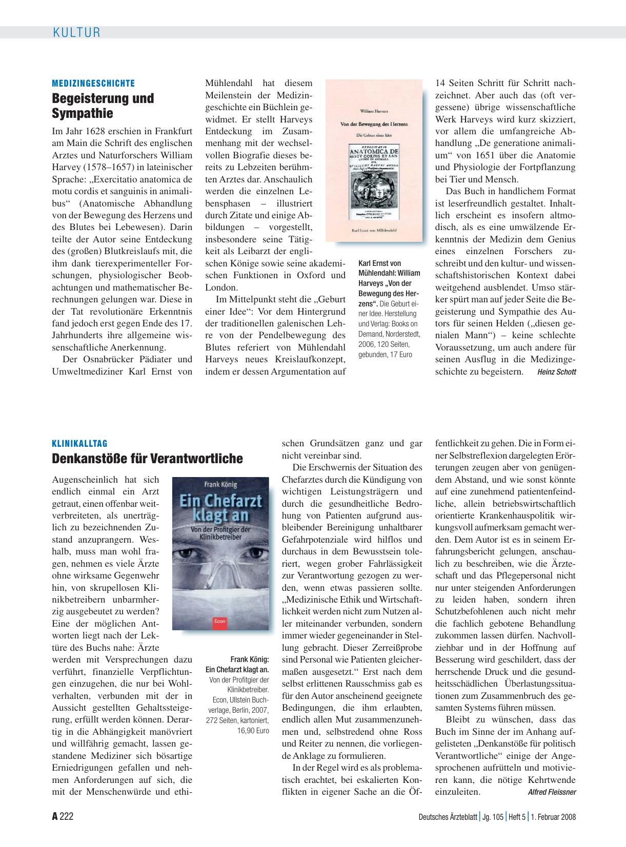 Vorschauseite 1: Medizingeschichte: Begeisterung und Sympathie