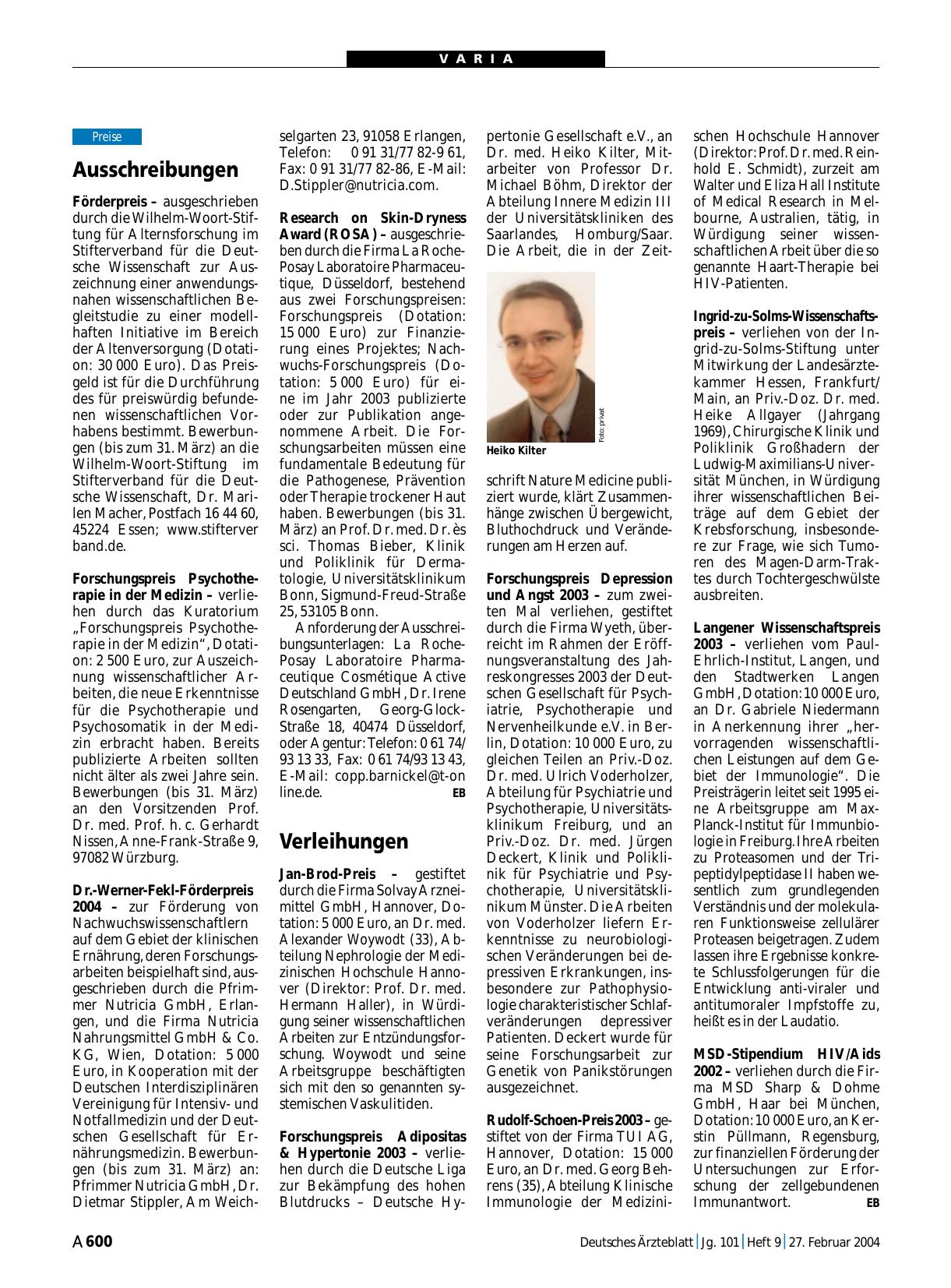 Vorschauseite 1: Ausschreibungen