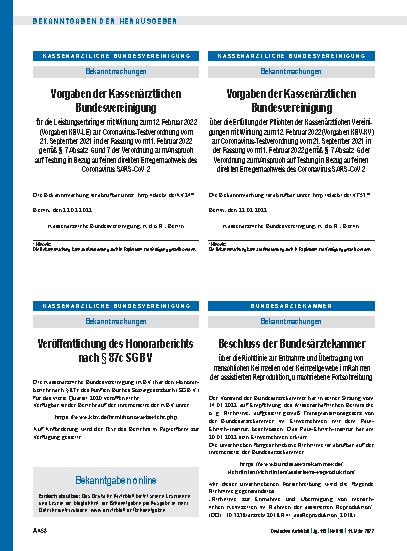 Vorschauseite 1: Veröffentlichung des Honorarberichts nach § 87c SGB V