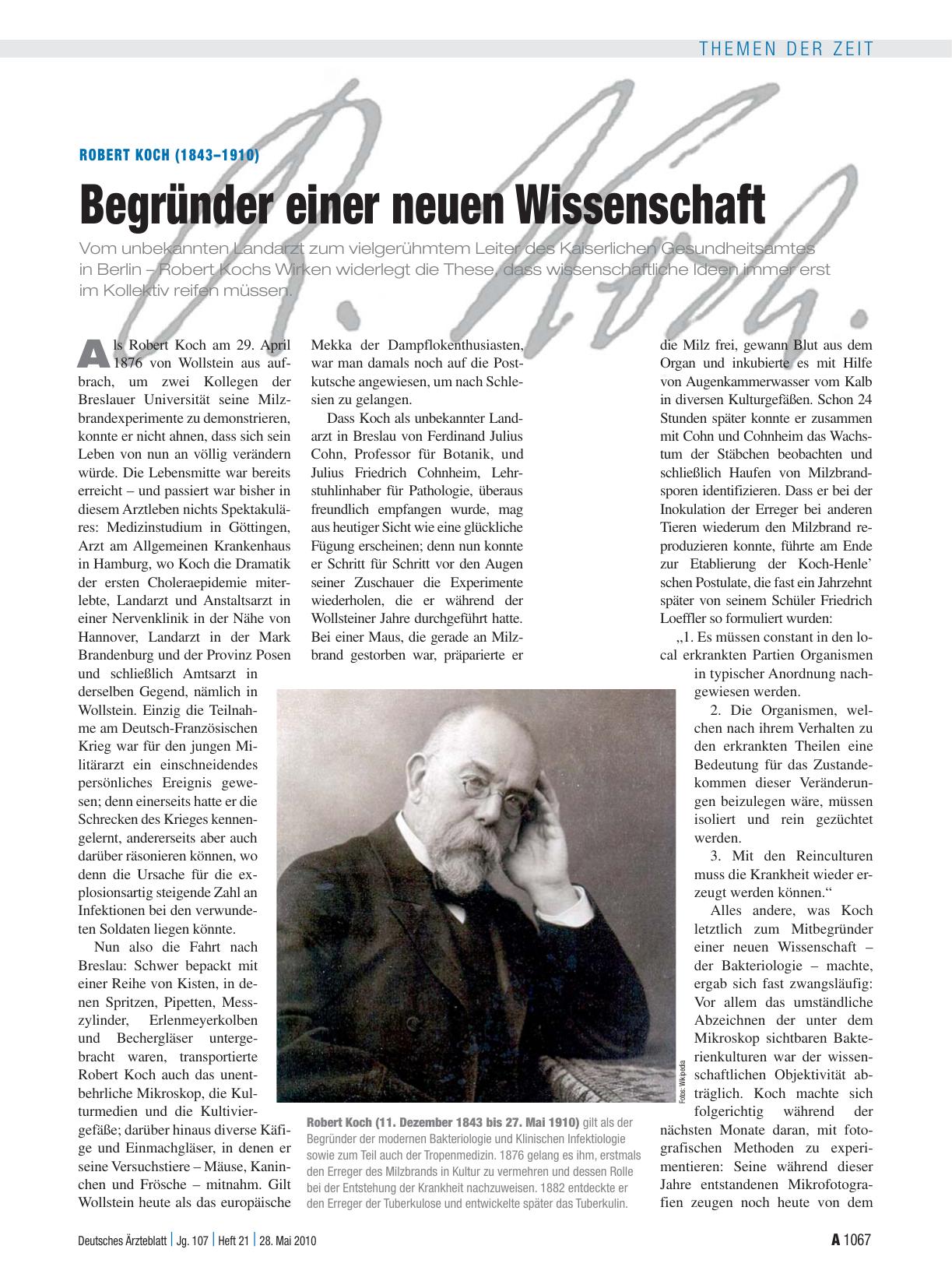 Vorschauseite 1: Robert Koch (1843 – 1910): Begründer einer neuen Wissenschaft