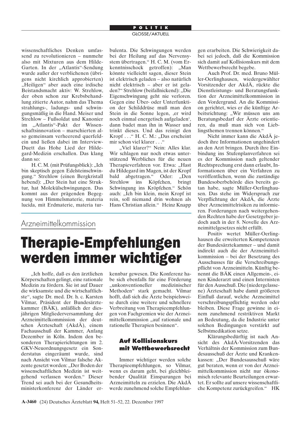Vorschauseite 1: Arzneimittelkommission: Therapie-Empfehlungen werden immer wichtiger