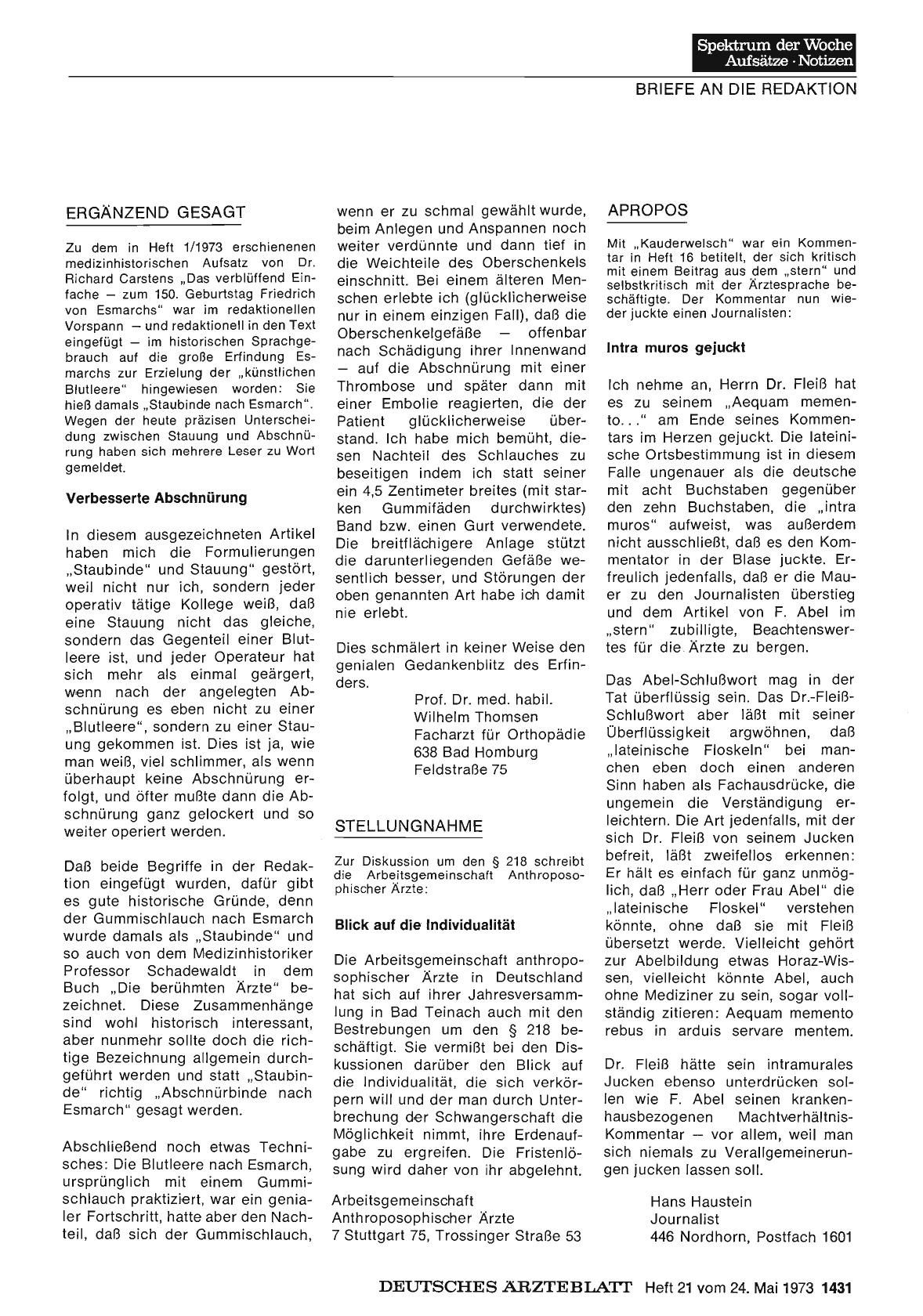 Vorschauseite 1: Apropos: Intra muros gejuckt
