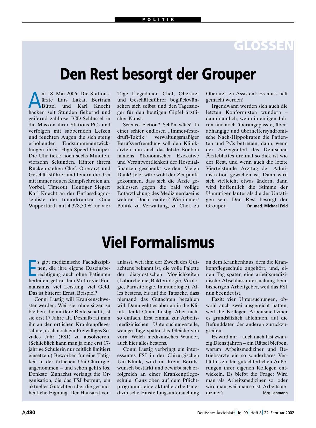 Vorschauseite 1: Den Rest besorgt der Grouper