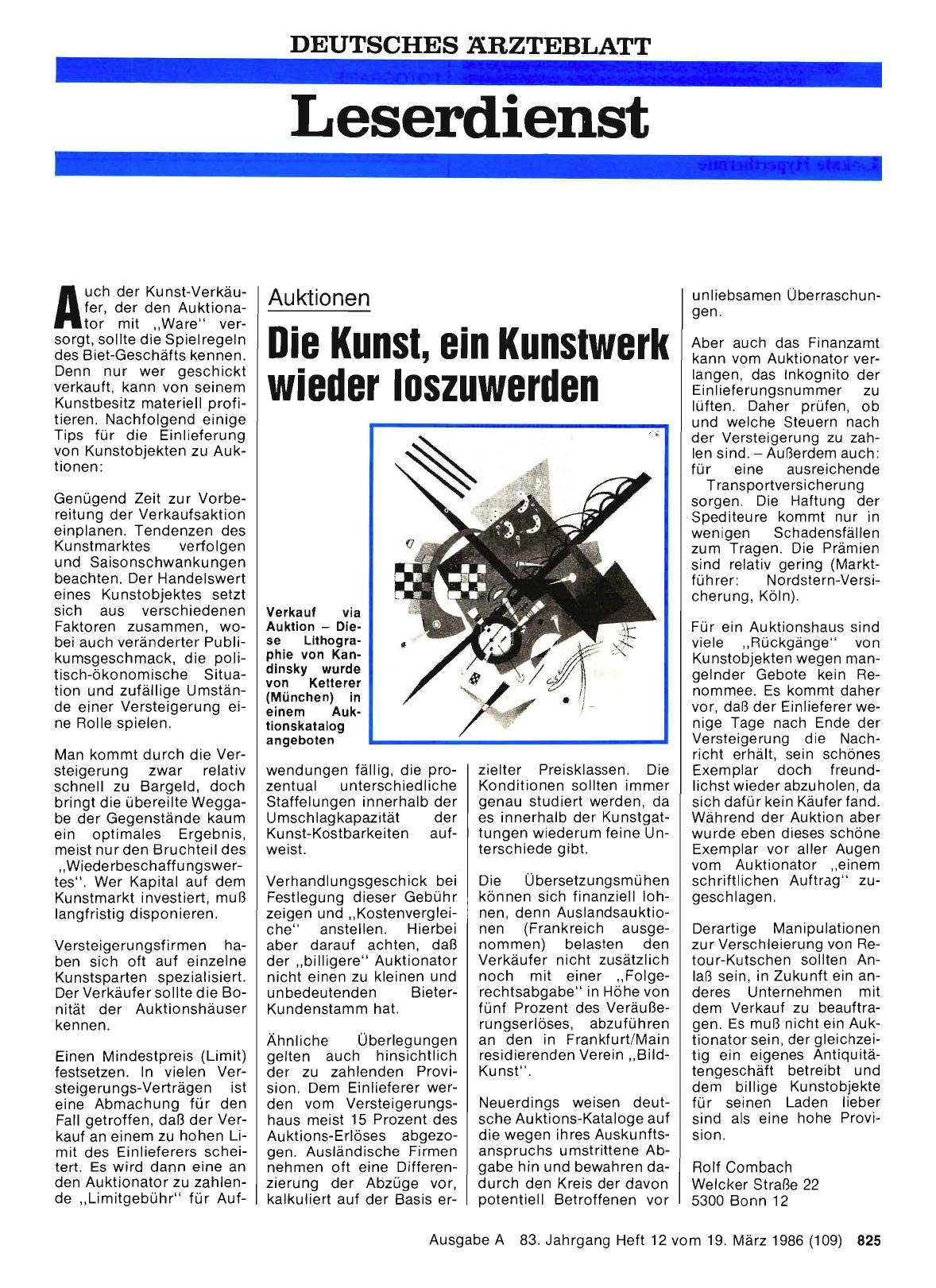Vorschauseite 1: Auktionen: Die Kunst, ein Kunstwerk wieder loszuwerden
