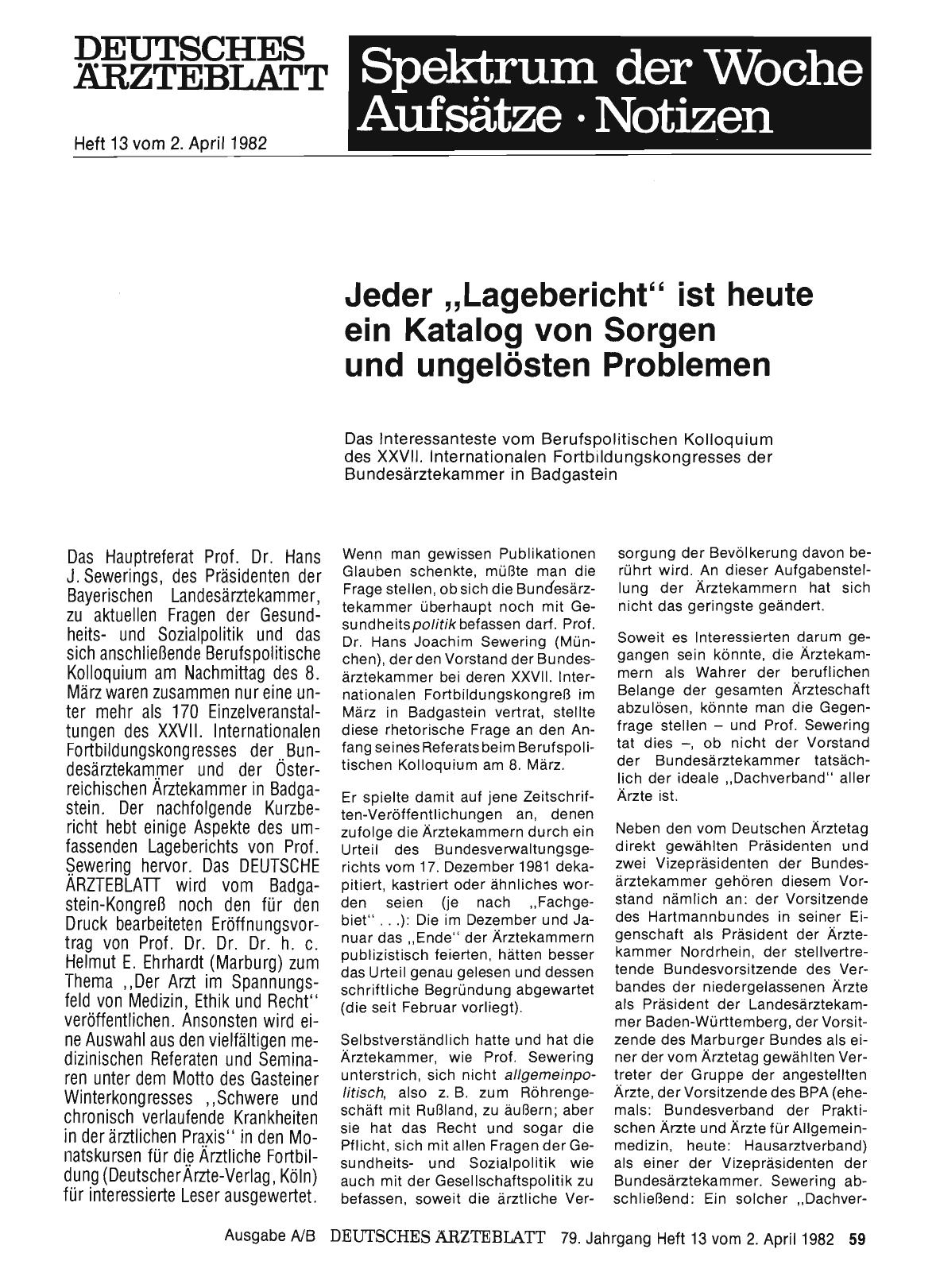 Vorschauseite 1: Jeder „Lagebericht“ ist heute ein Katalog von Sorgen und ungelösten Problemen