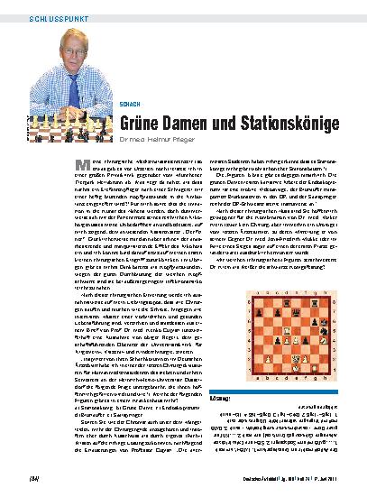 Vorschauseite 1: Schach: Grüne Damen und Stationskönige