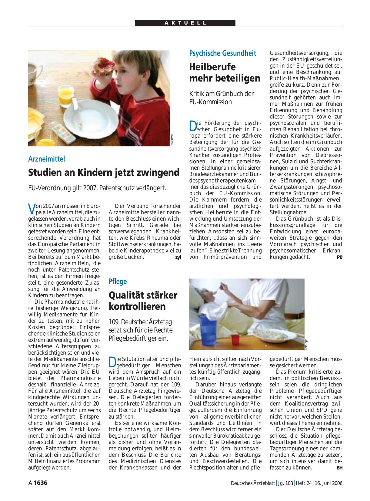 Vorschauseite 1: Psychische Gesundheit: Heilberufe mehr beteiligen