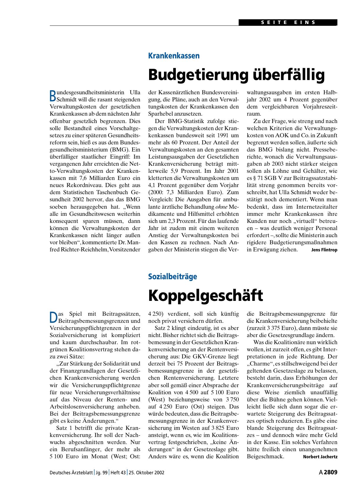 Vorschauseite 1: Sozialbeiträge: Koppelgeschäft