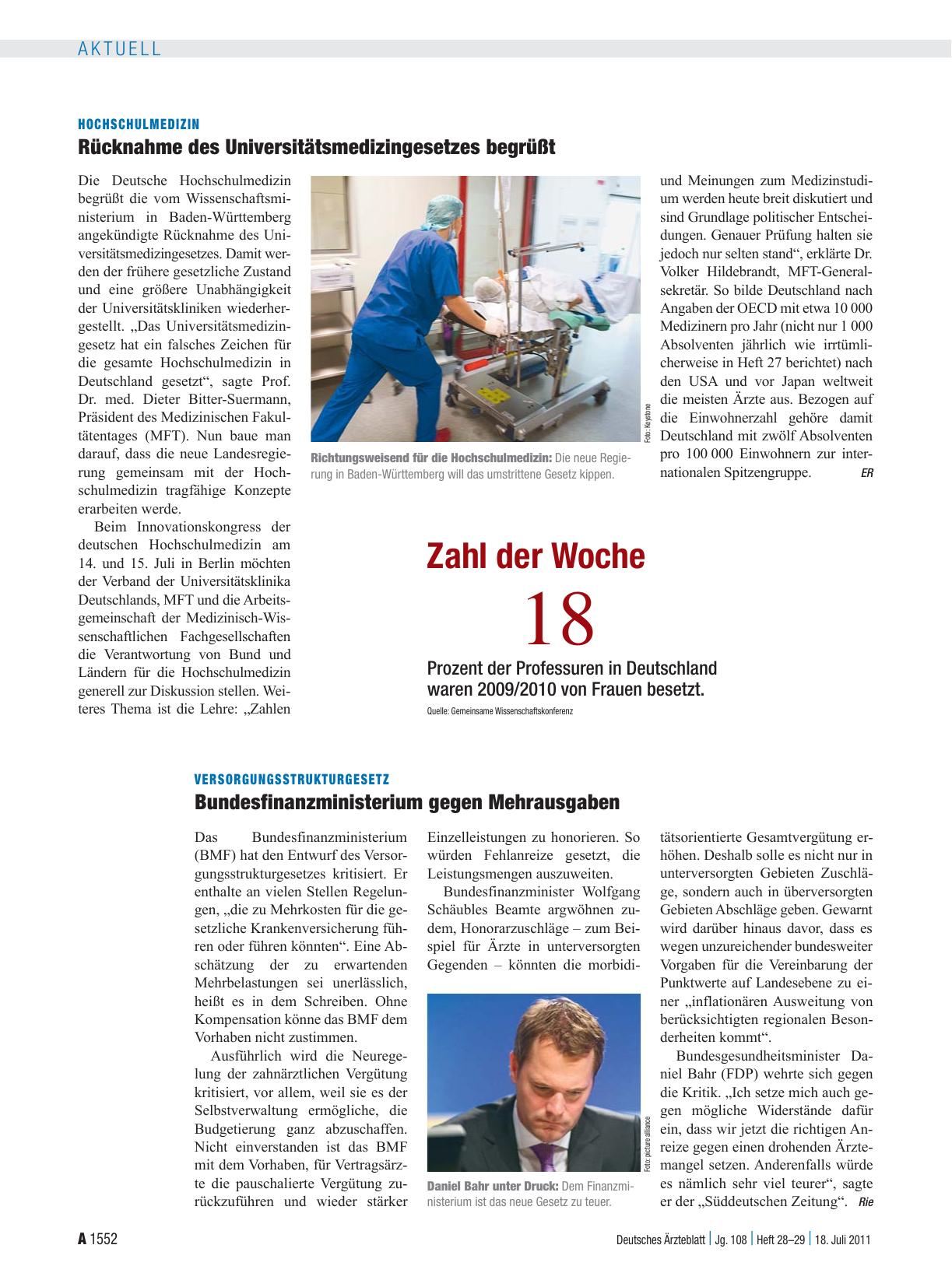 Vorschauseite 1: Versorgungsstrukturgesetz: Bundesfinanzministerium gegen Mehrausgaben