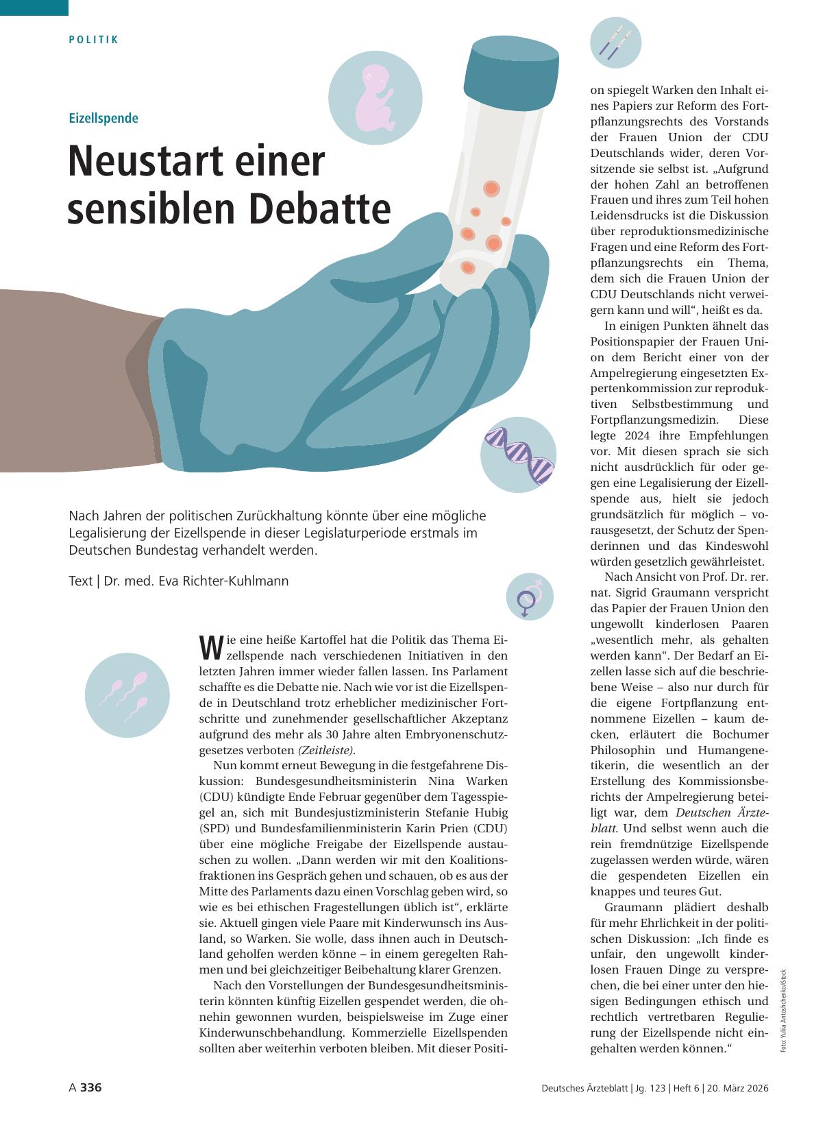 Vorschauseite 1: Eizellspende: Neustart einer sensiblen Debatte