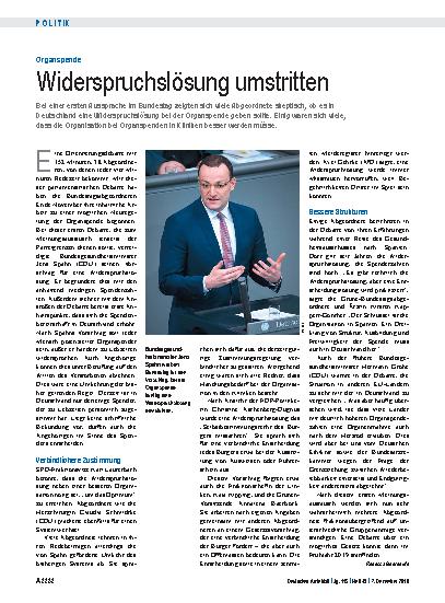 Vorschauseite 1: Organspende: Widerspruchslösung umstritten