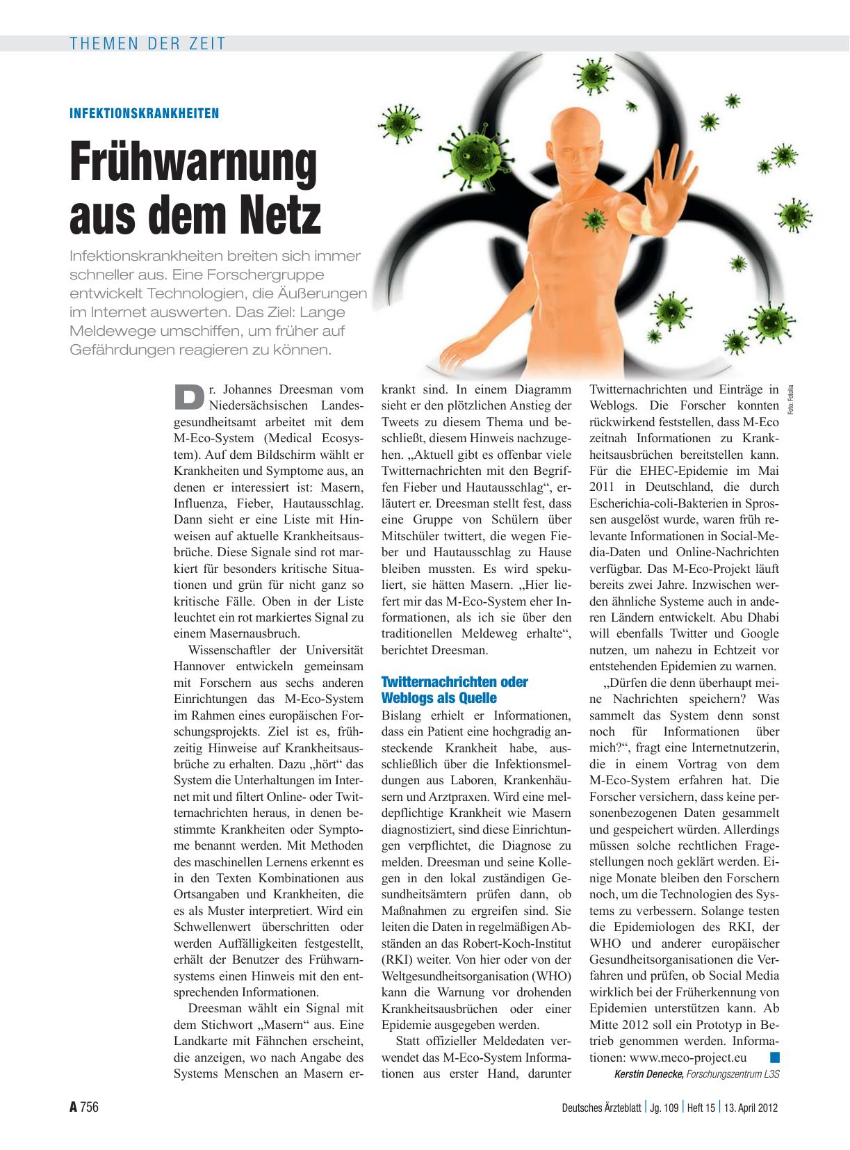 Vorschauseite 1: Infektionskrankheiten: Frühwarnung aus dem Netz