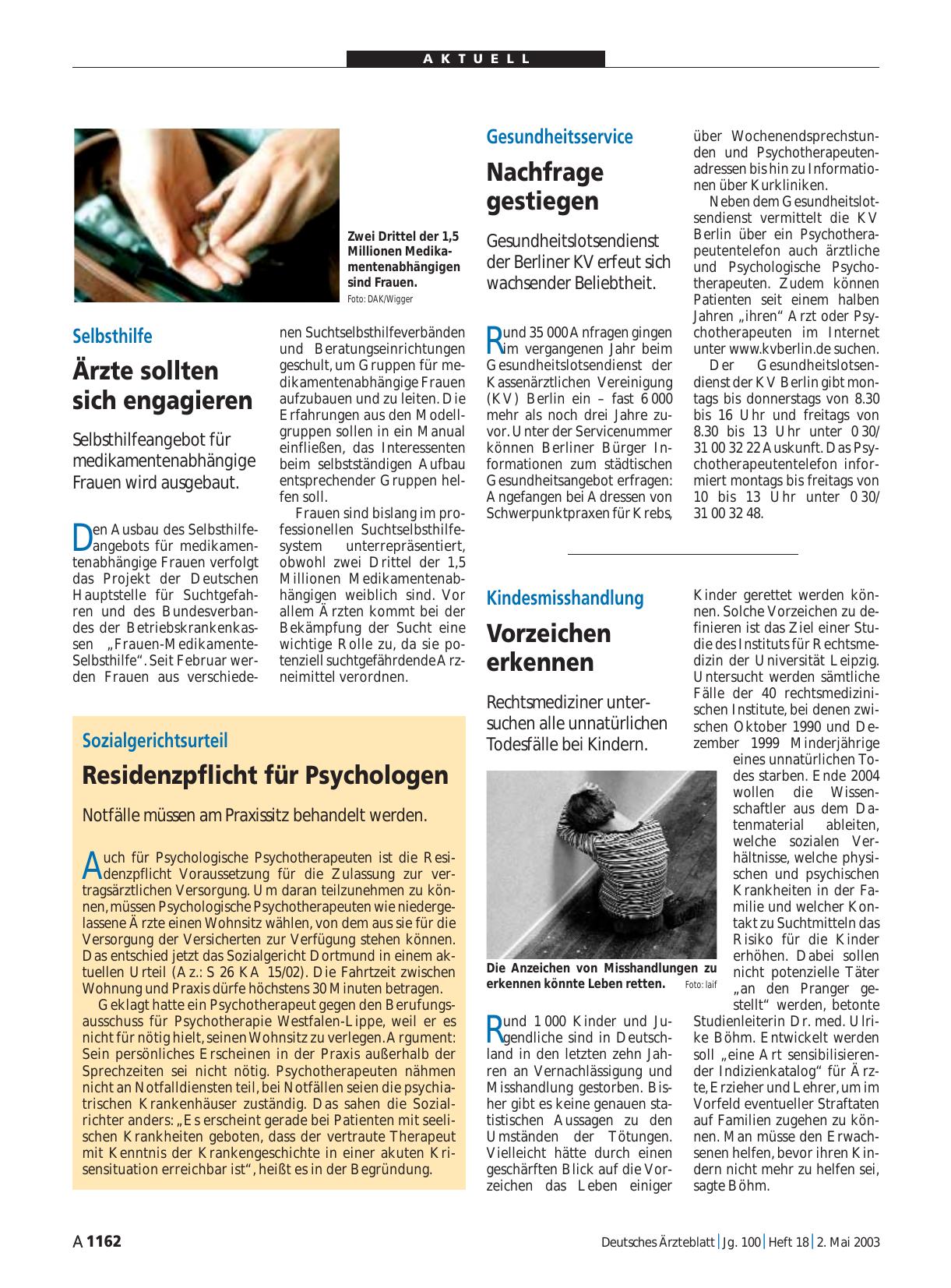 Vorschauseite 1: Selbsthilfe: Ärzte sollten sich engagieren