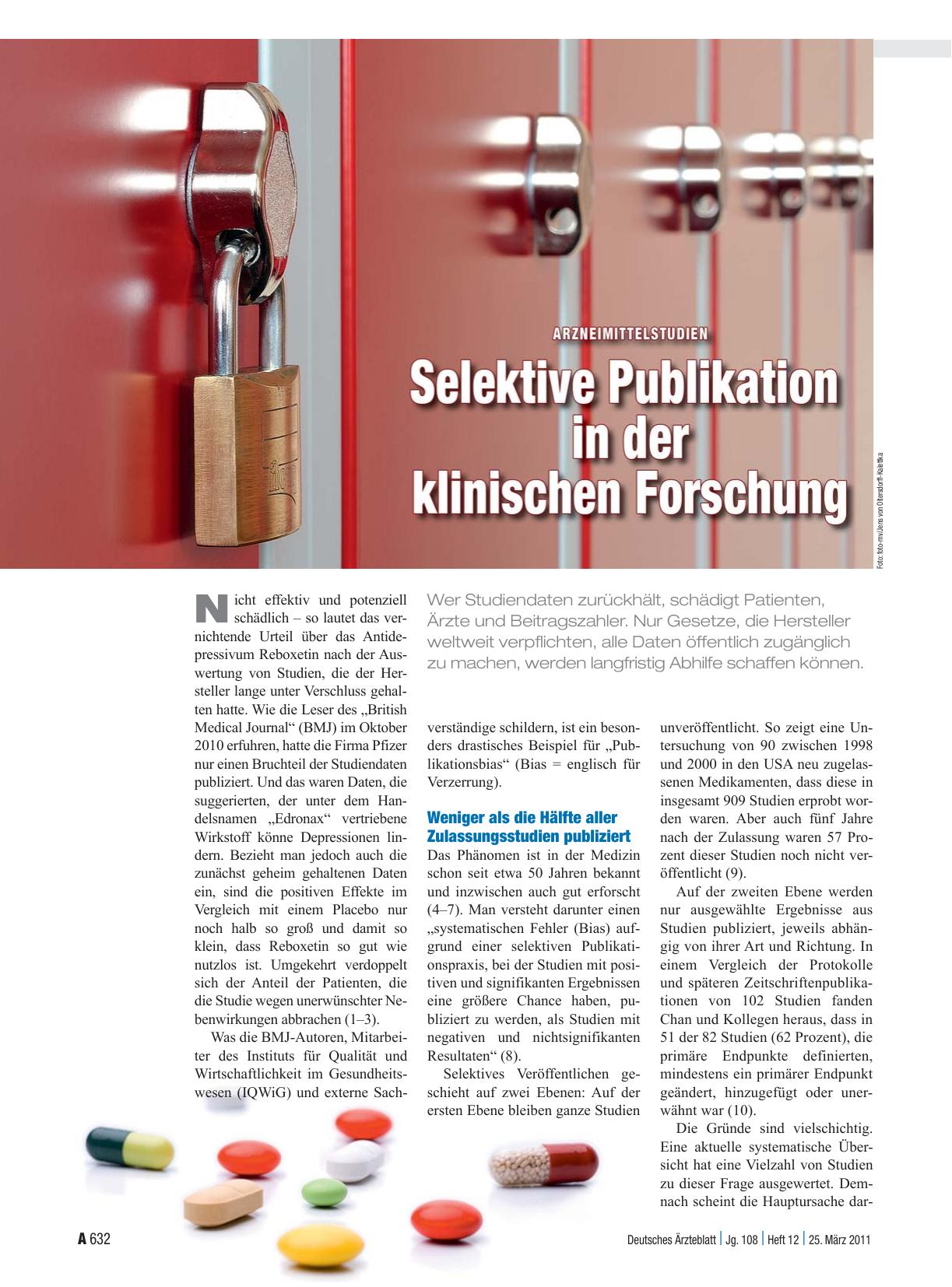 Vorschauseite 1: Arzneimittelstudien: Selektive Publikation in der klinischen Forschung