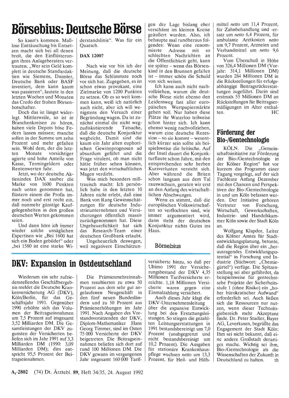 Vorschauseite 1: Börsebius: Deutsche Börse