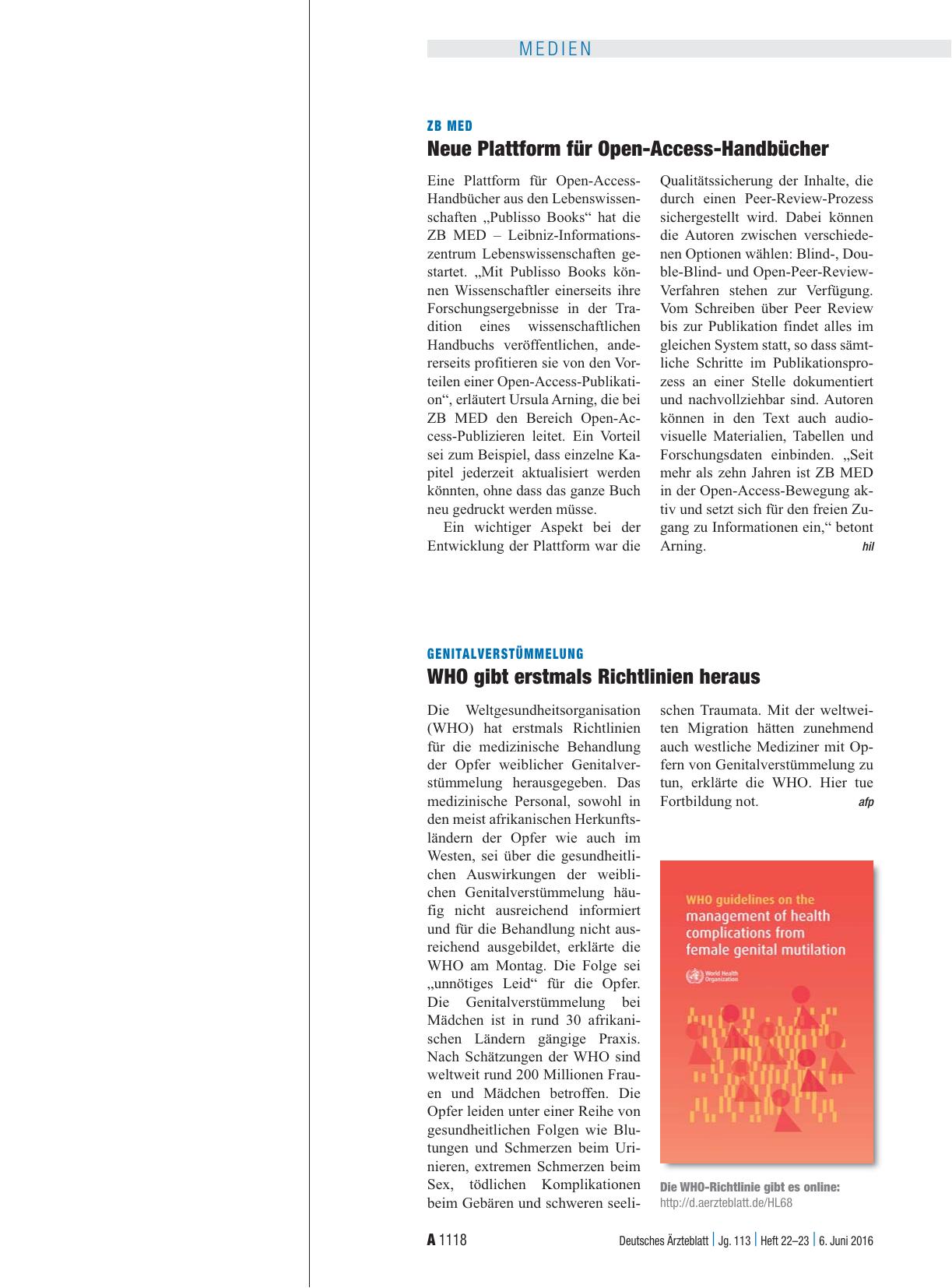Vorschauseite 1: ZB MED: Neue Plattform für Open-Access-Handbücher