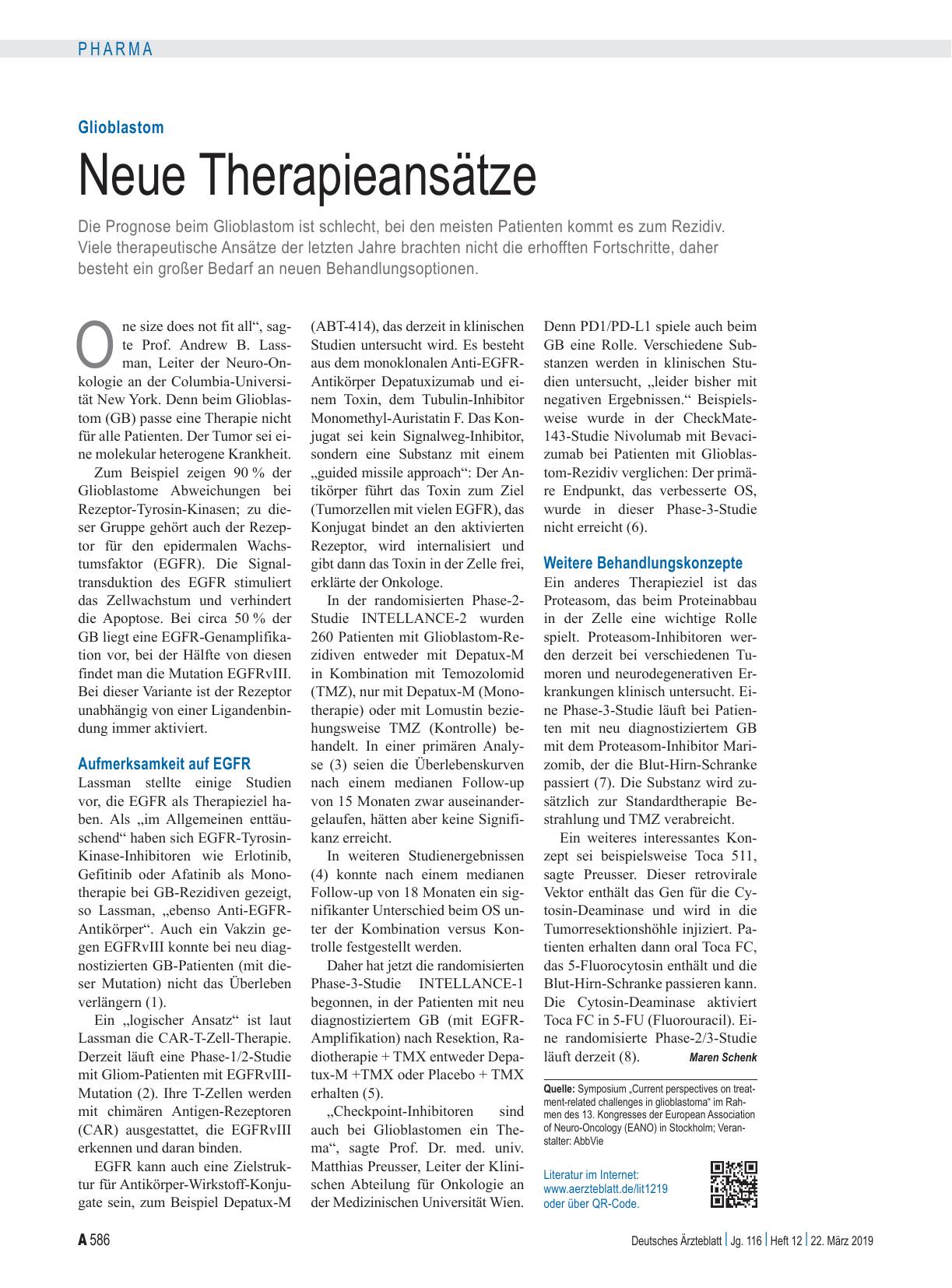 Vorschauseite 1: Glioblastom: Neue Therapieansätze
