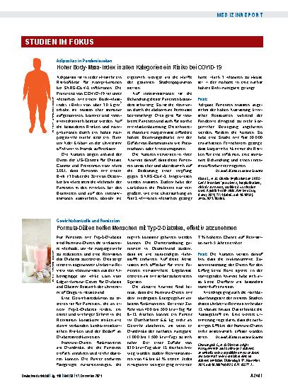 Vorschauseite 1: Adipositas in Pandemiezeiten: Hoher Body-Mass-Index in allen Kategorien ein Risiko bei COVID-19