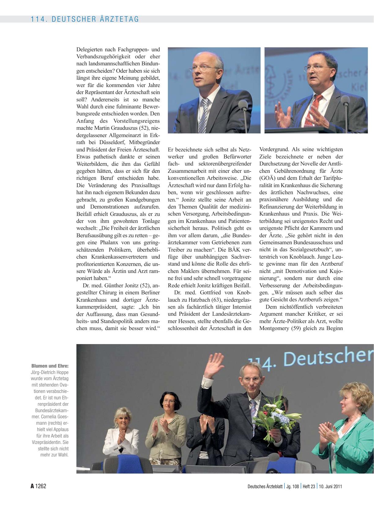 Vorschauseite 2: Bundesärztekammer: Neue Führungsspitze: Montgomery, Wenker und Kaplan