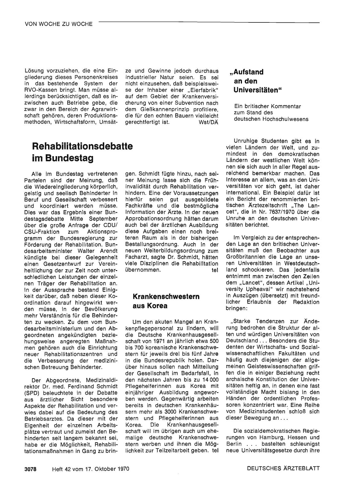 Vorschauseite 1: Rehabilitationsdebatte im Bundestag.