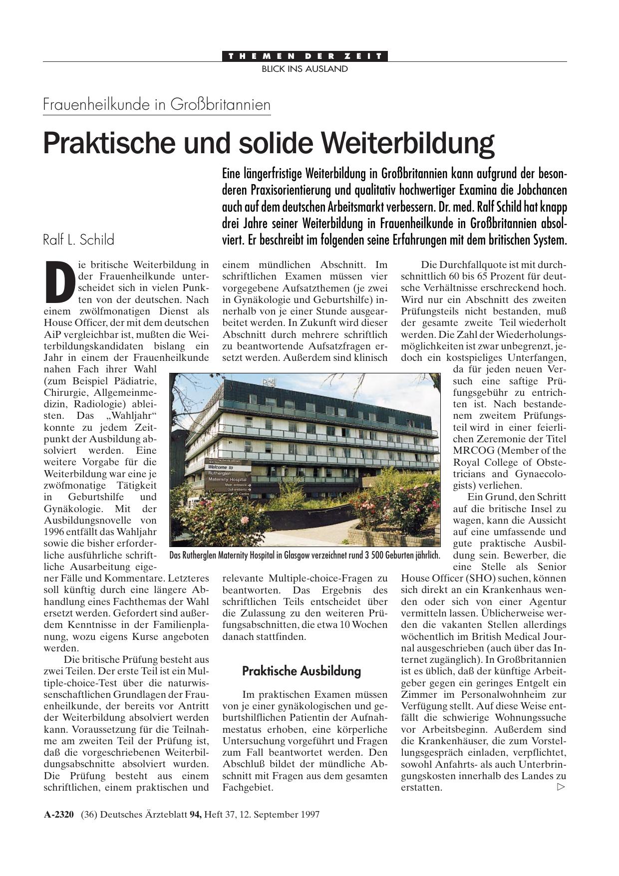 Vorschauseite 1: Frauenheilkunde in Großbritannien: Praktische und solide Weiterbildung