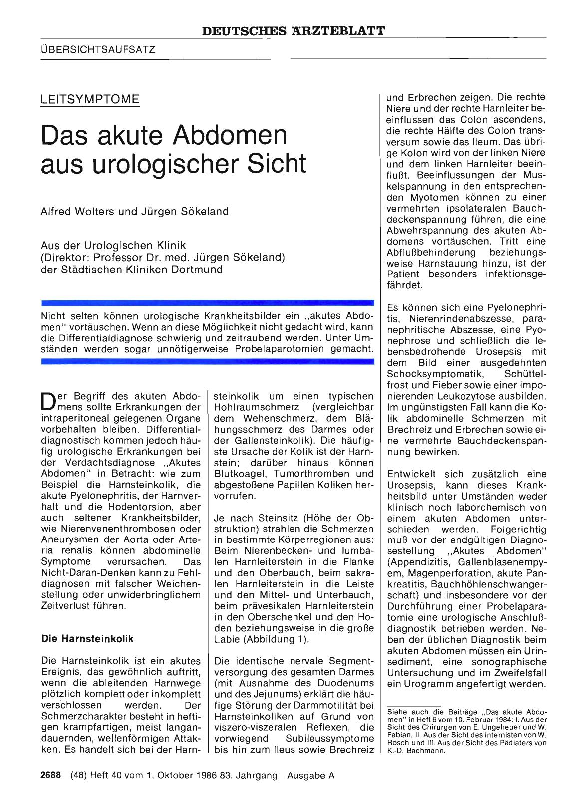 Vorschauseite 1: Das akute Abdomen aus urologischer Sicht