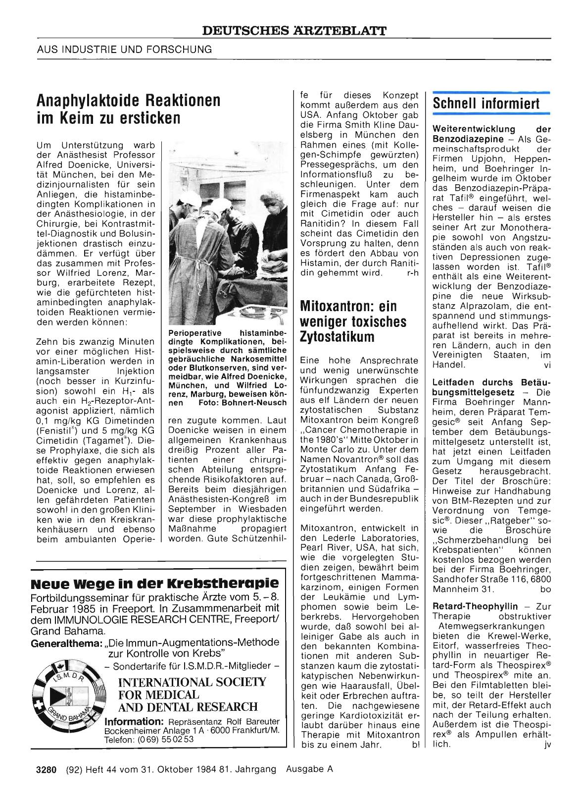 Vorschauseite 1: Mitoxantron: ein weniger toxisches Zytostatikum