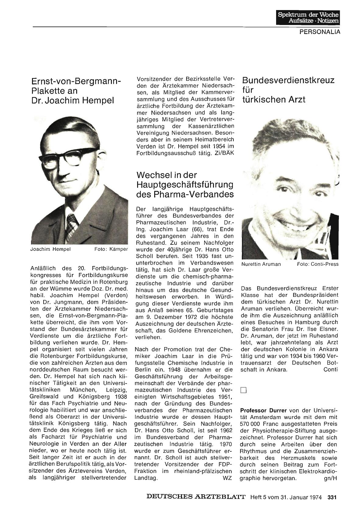 Vorschauseite 1: Ernst-von-Bergmann-Plakette an Dr. Joachim Hempel