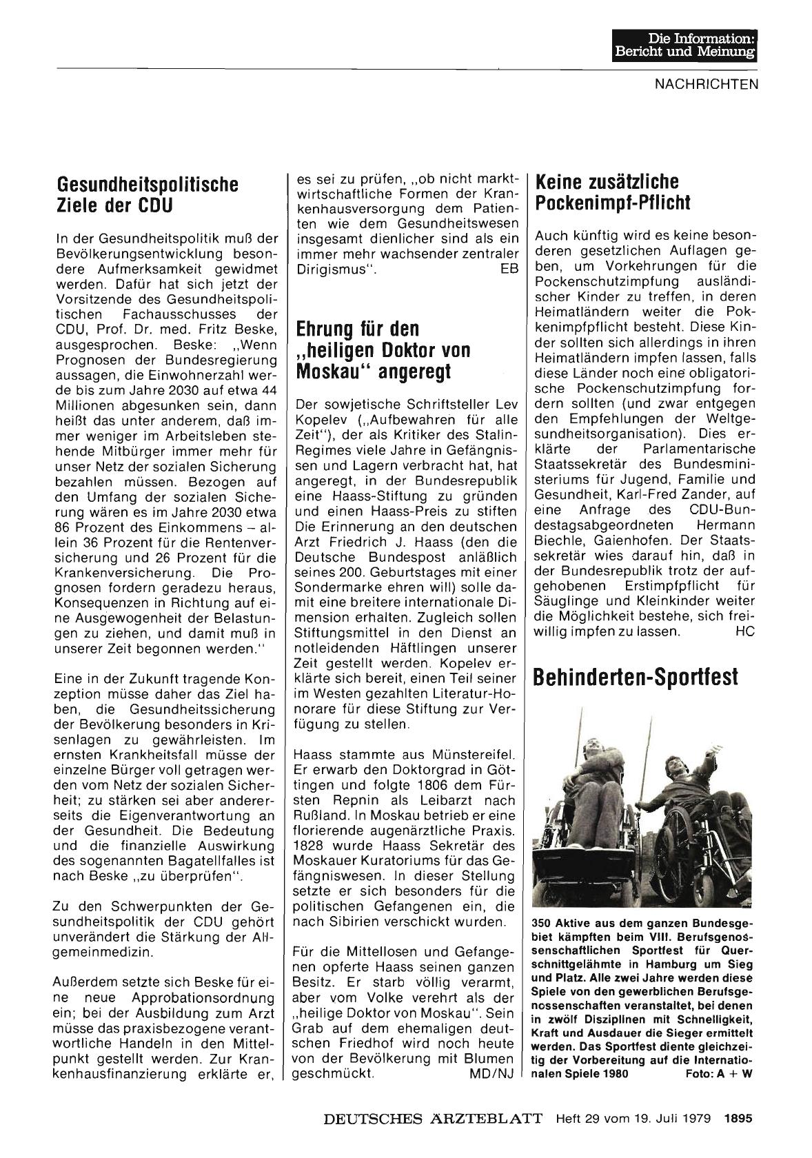 Vorschauseite 1: Ehrung für den „heiligen Doktor von Moskau“ angeregt