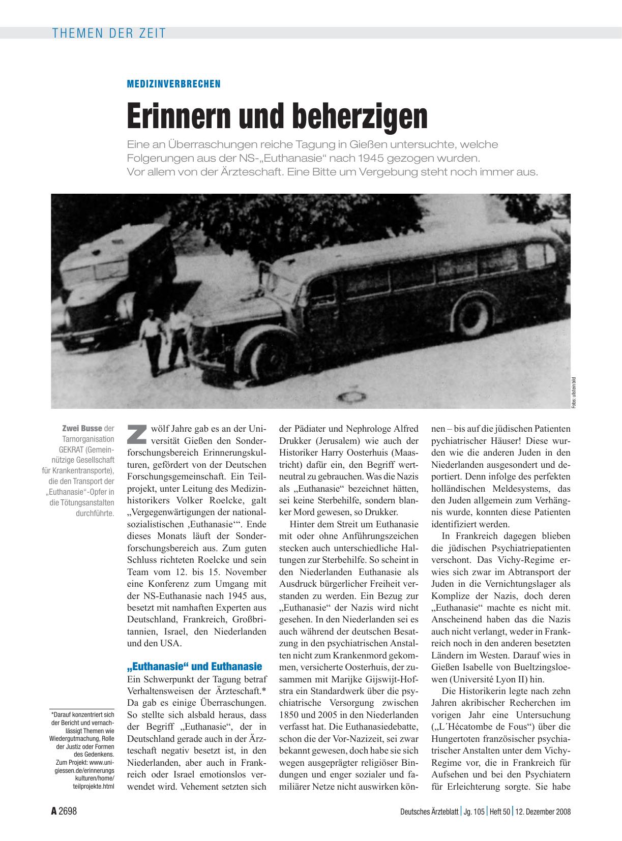 Vorschauseite 1: Medizinverbrechen: Erinnern und beherzigen