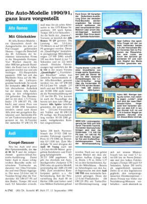 Vorschauseite 1: Die Auto-Modelle 1990/91, ganz kurz vorgestellt