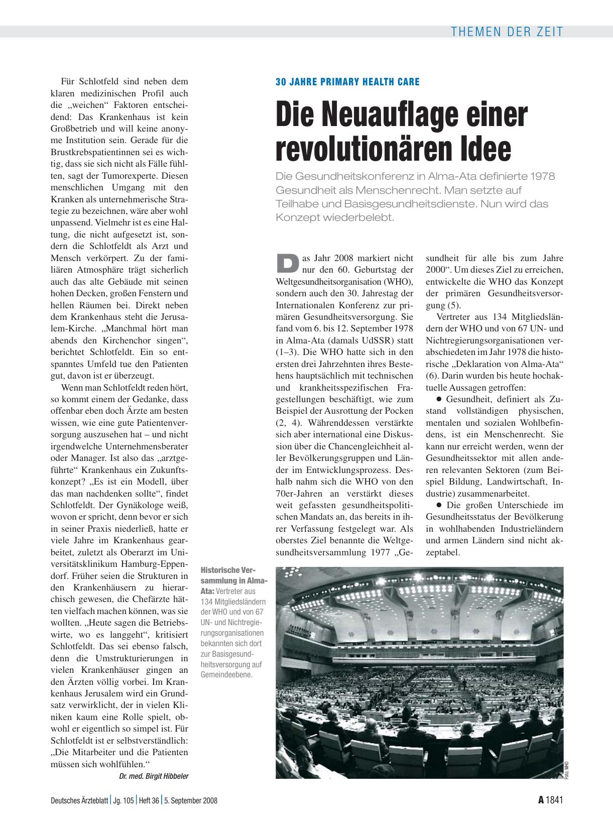 Vorschauseite 1: 30 Jahre Primary Health Care: Die Neuauflage einer revolutionären Idee