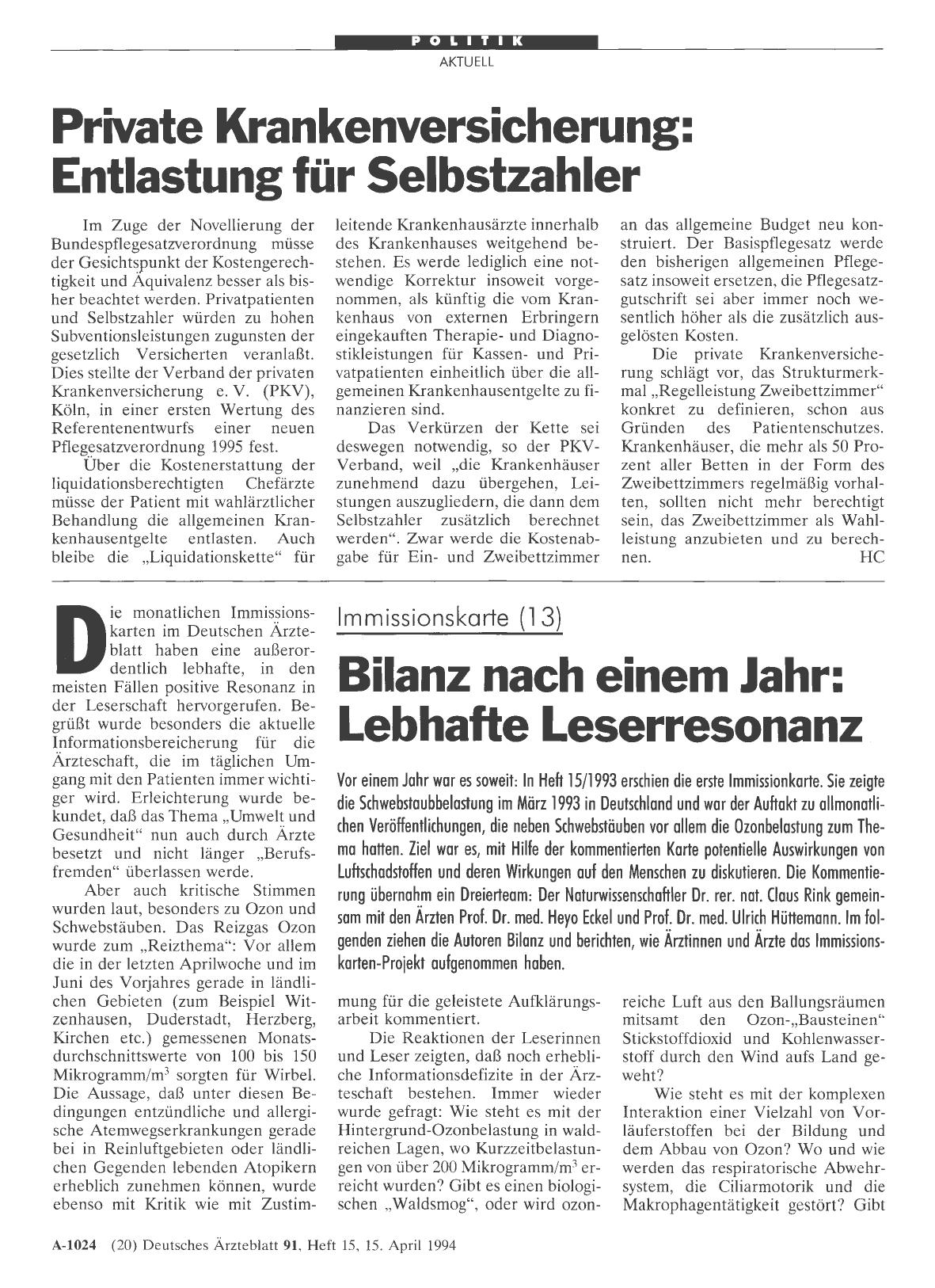 Vorschauseite 1: Private Krankenversicherung: Entlastung für Selbstzahler