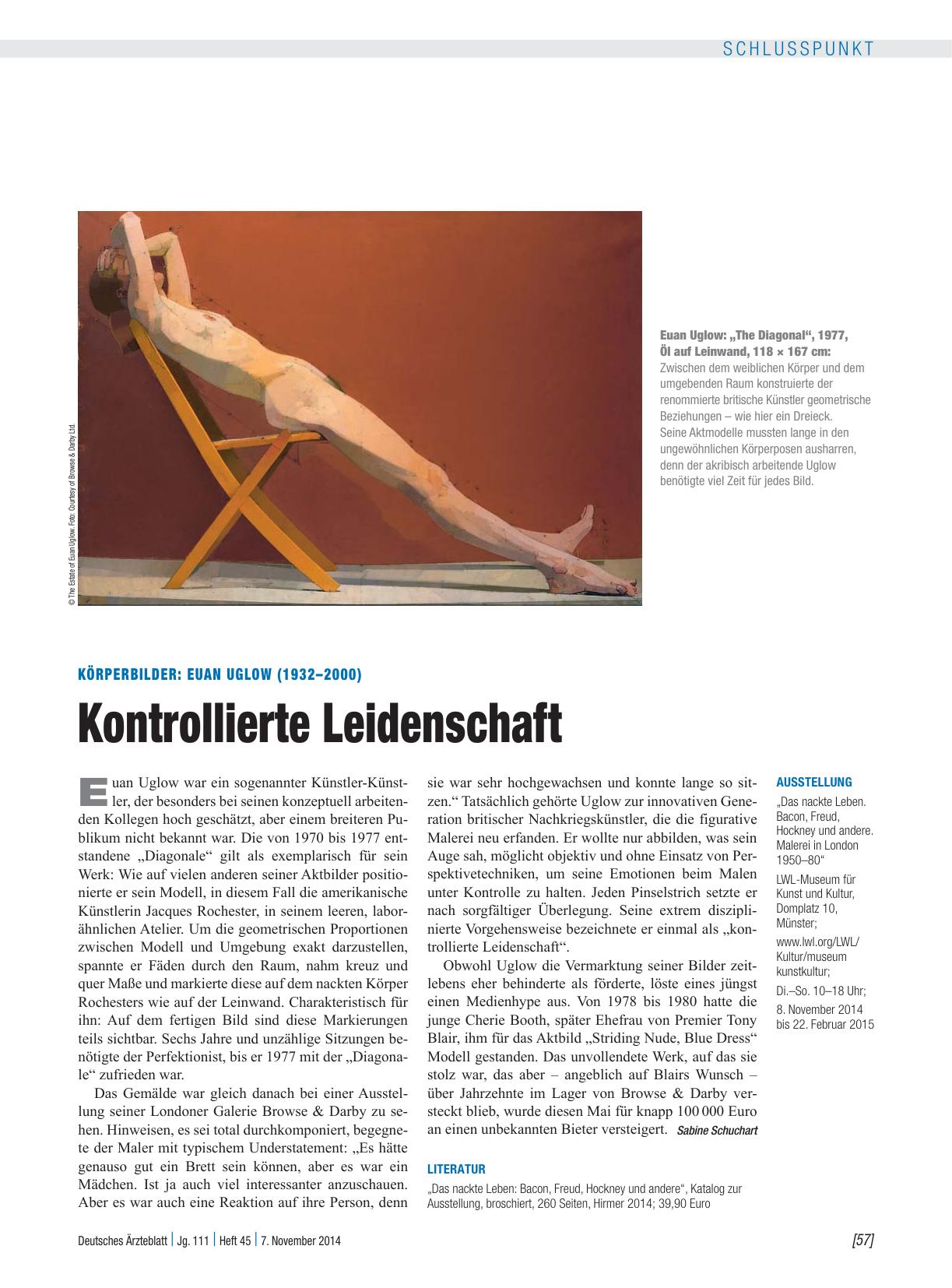 Vorschauseite 1: Körperbilder: Euan Uglow (1932 – 2000) – Kontrollierte Leidenschaft