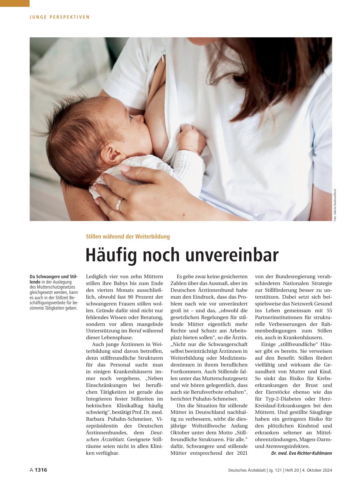 Vorschauseite 1: Stillen während der Weiterbildung: Häufig noch unvereinbar