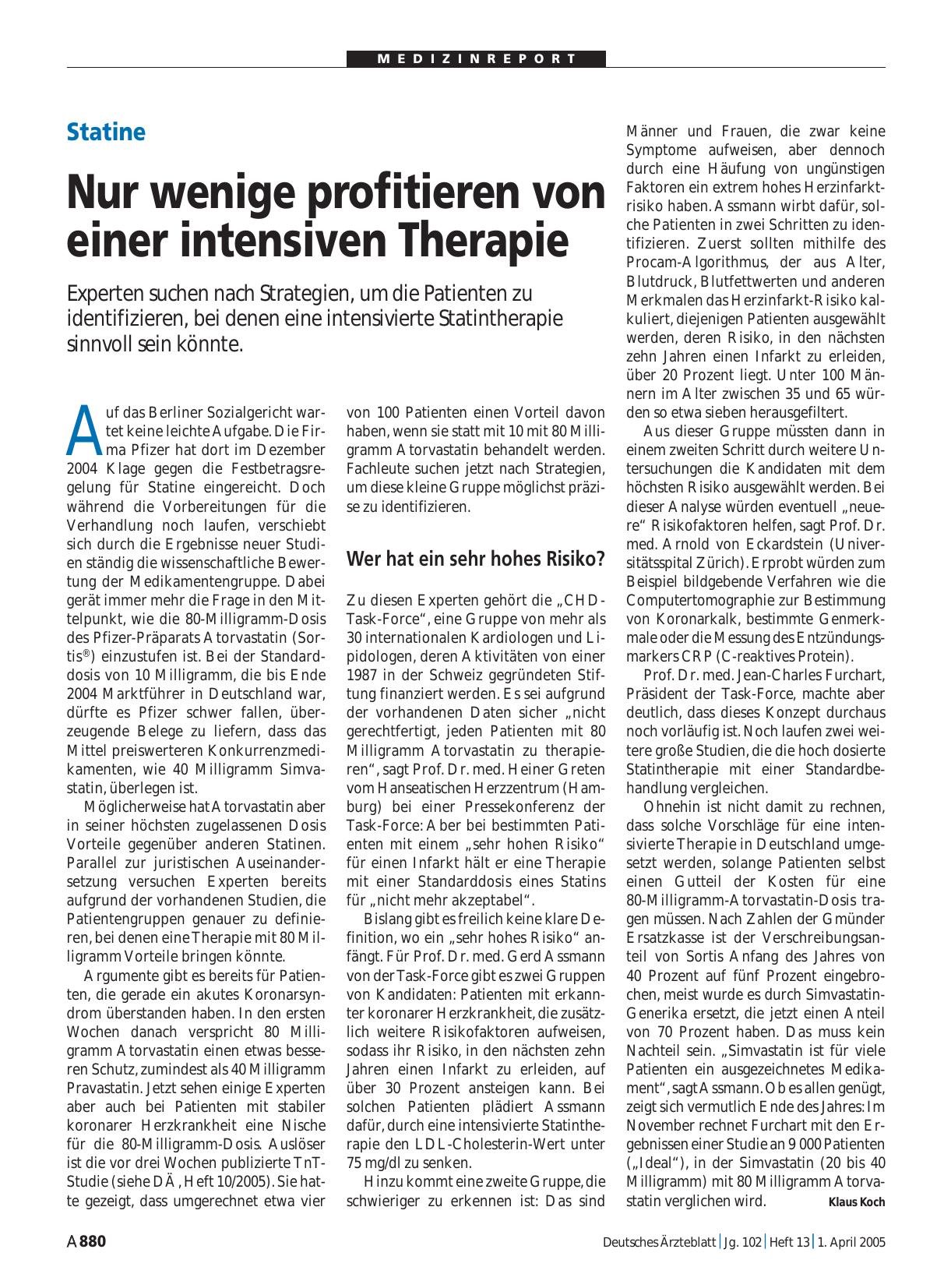Vorschauseite 1: Statine: Nur wenige profitieren von einer intensiven Therapie