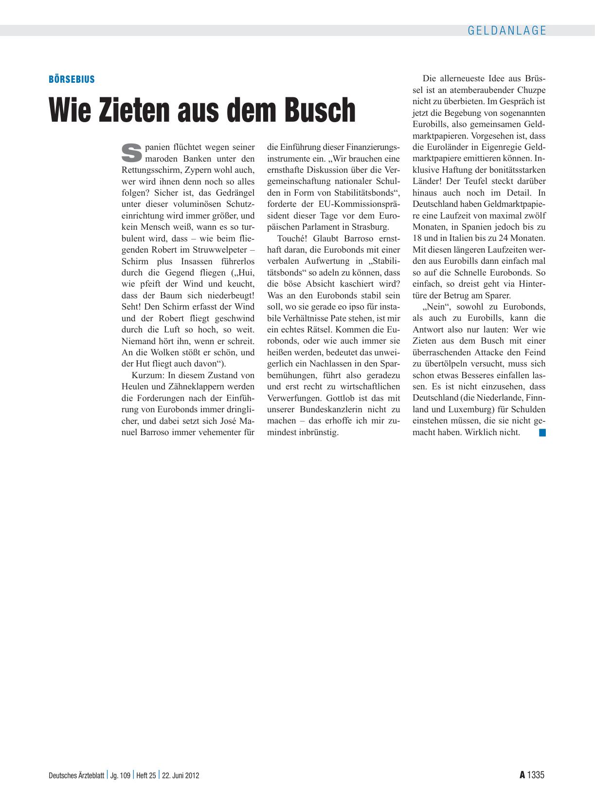 Vorschauseite 1: Börsebius: Wie Zieten aus dem Busch