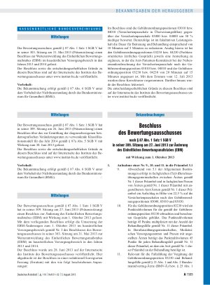 Vorschauseite 1: Beschluss des Bewertungsausschusses nach § 87 Abs. 1 Satz 1 SGB V in seiner 309. Sitzung am 27. Juni 2013 zur Änderung des Einheitlichen Bewertungsmaßstabes (EBM)