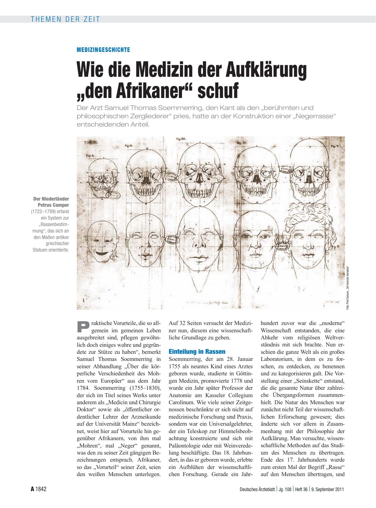 Vorschauseite 1: Medizingeschichte: Wie die Medizin der Aufklärung „den Afrikaner“ schuf