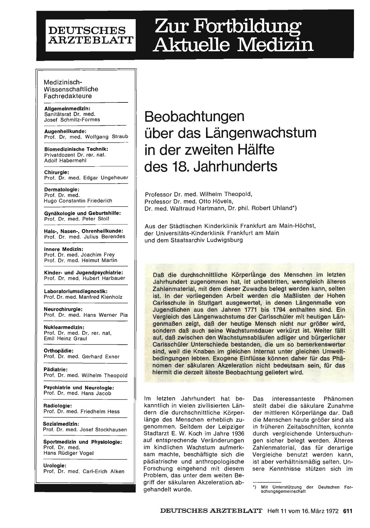 Vorschauseite 1: Beobachtungen über das Längenwachstum in der zweiten Hälfte des 18. Jahrhunderts