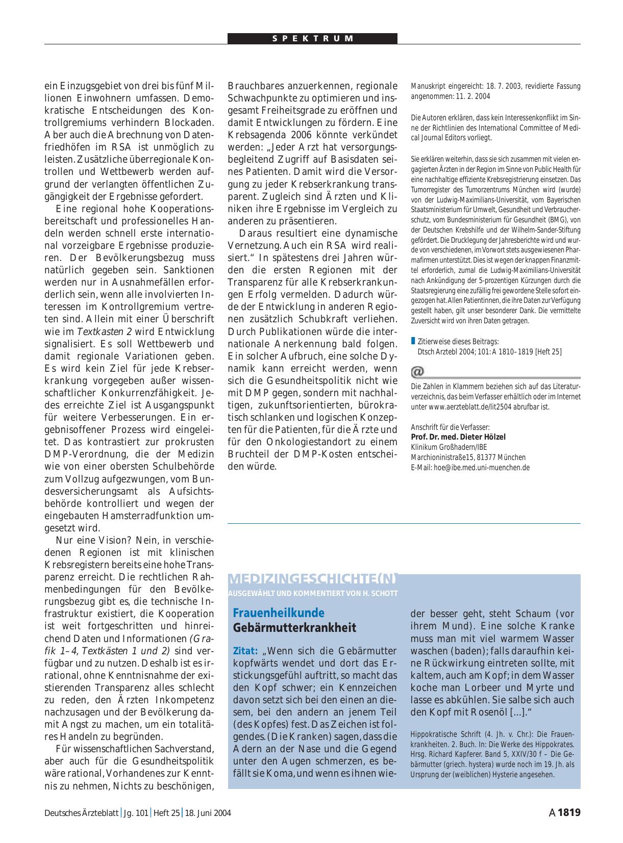 Vorschauseite 1: Medizingeschichte(n): Frauenheilkunde Gebärmutterkrankheit