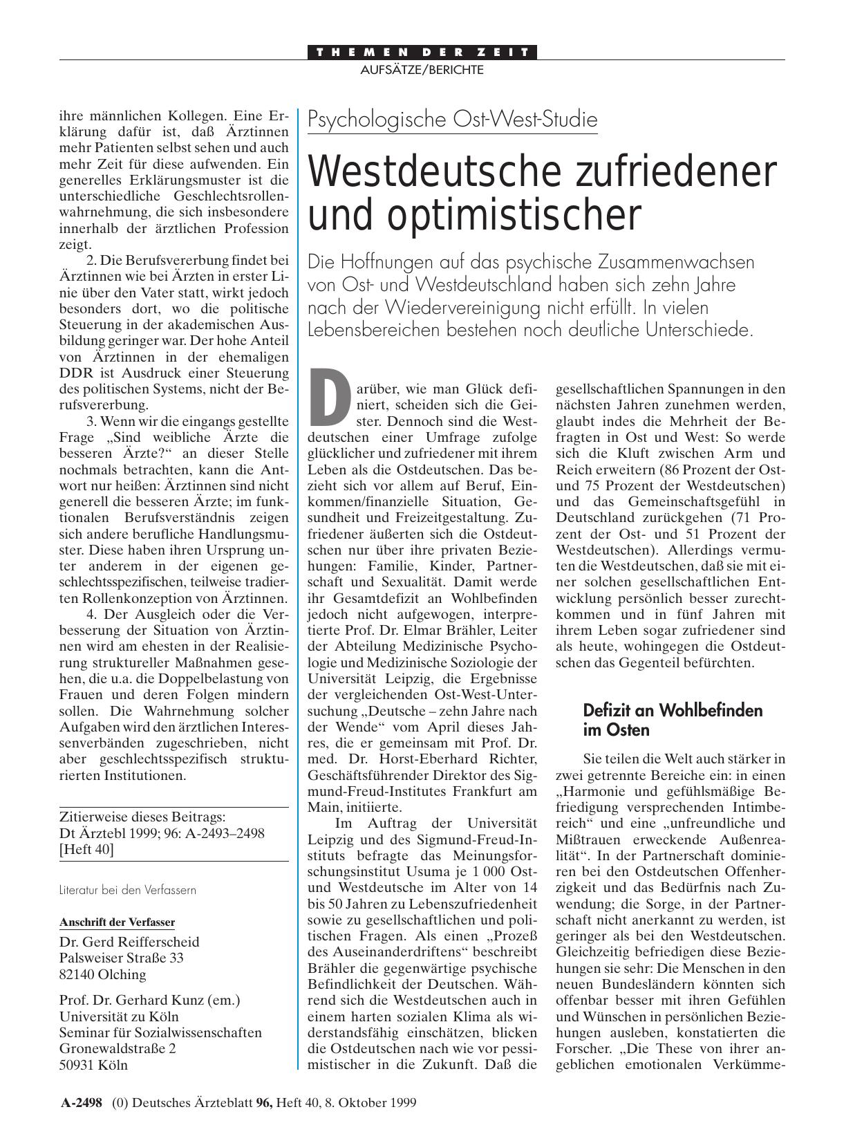 Vorschauseite 1: Psychologische Ost-West-Studie: Westdeutsche zufriedener und optimistischer