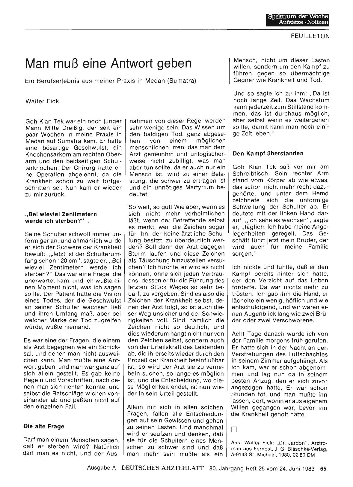 Vorschauseite 1: Man muß eine Antwort geben