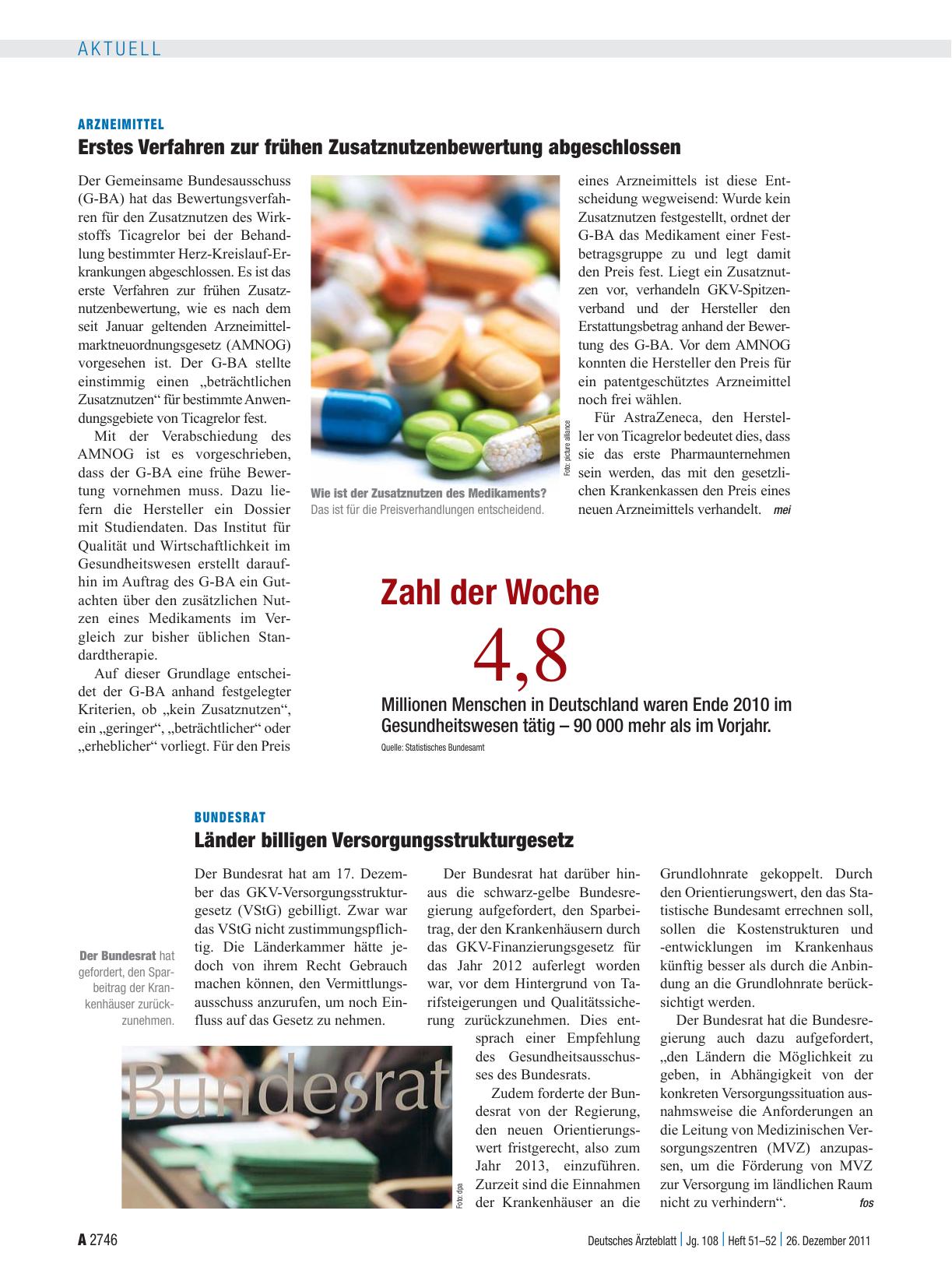Vorschauseite 1: Arzneimittel: Erstes Verfahren zur frühen Zusatznutzenbewertung abgeschlossen