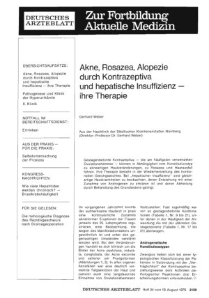Vorschauseite 1: Akne, Rosazea, Alopezie durch Kontrazeptiva und hepatische Insuffizienz— ihre Therapie