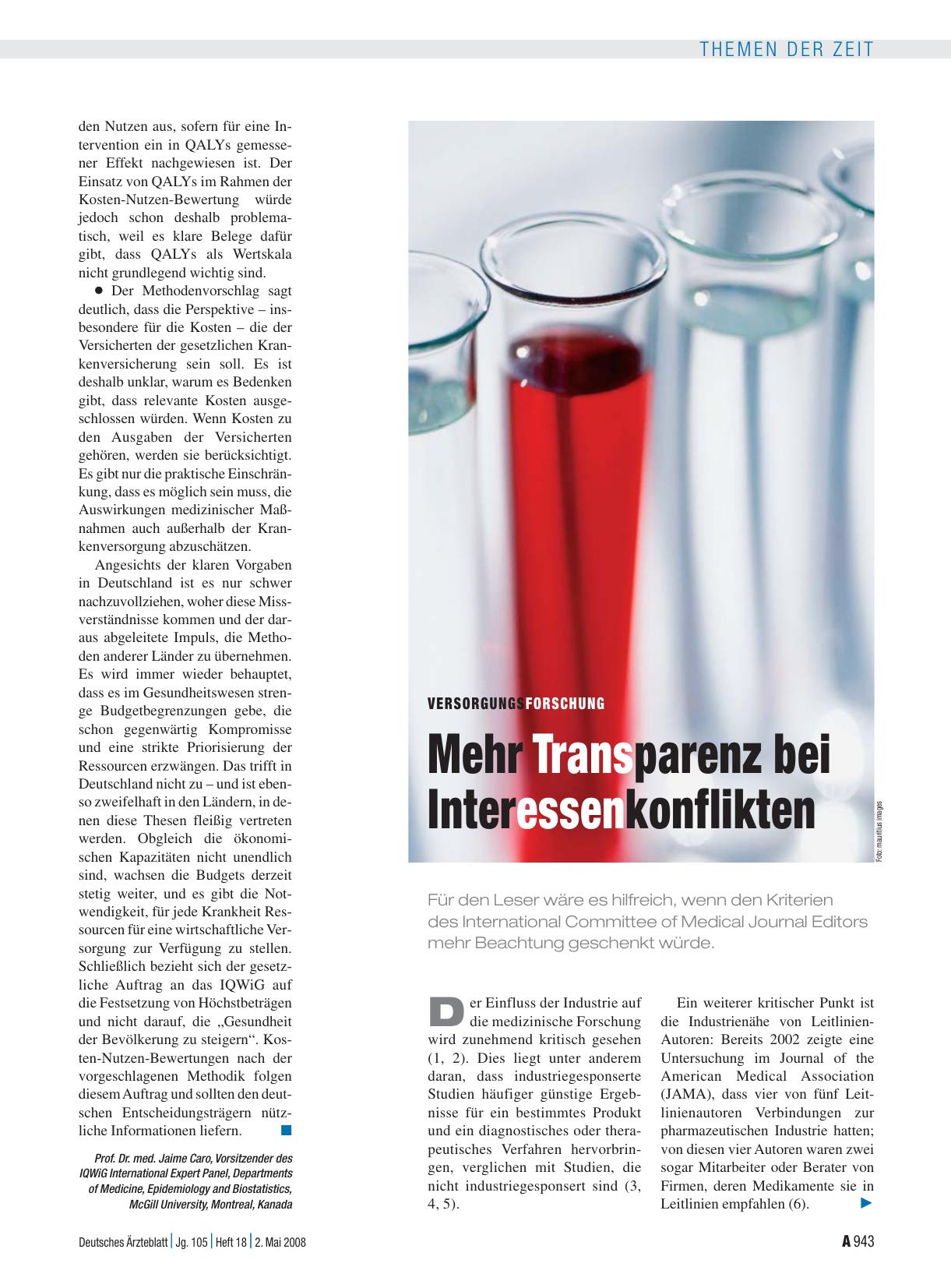 Vorschauseite 1: Versorgungsforschung: Mehr Transparenz bei Interessenkonflikten