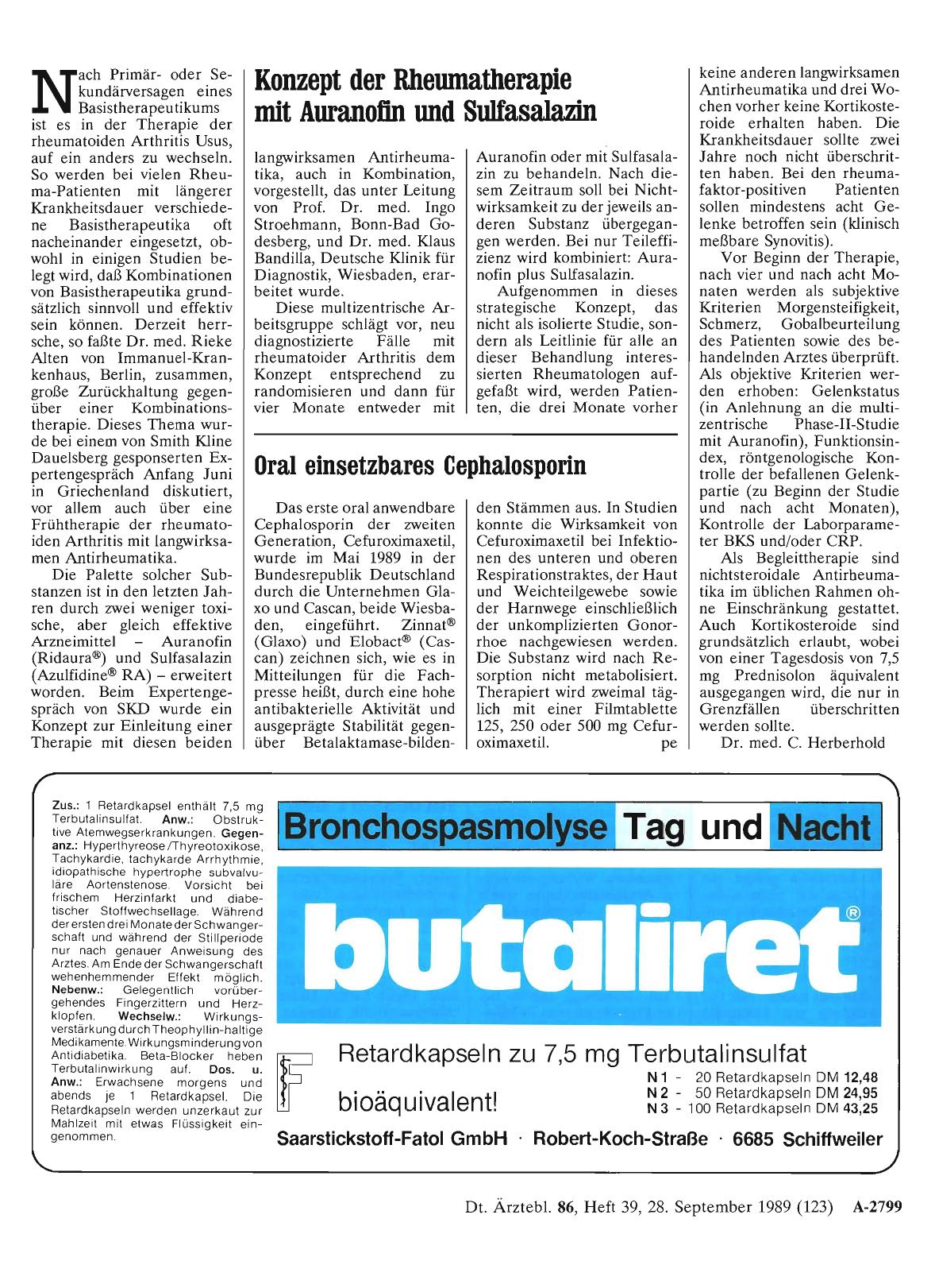 Vorschauseite 1: Konzept der Rheumatherapie mit Auranofin und Sulfasalazin