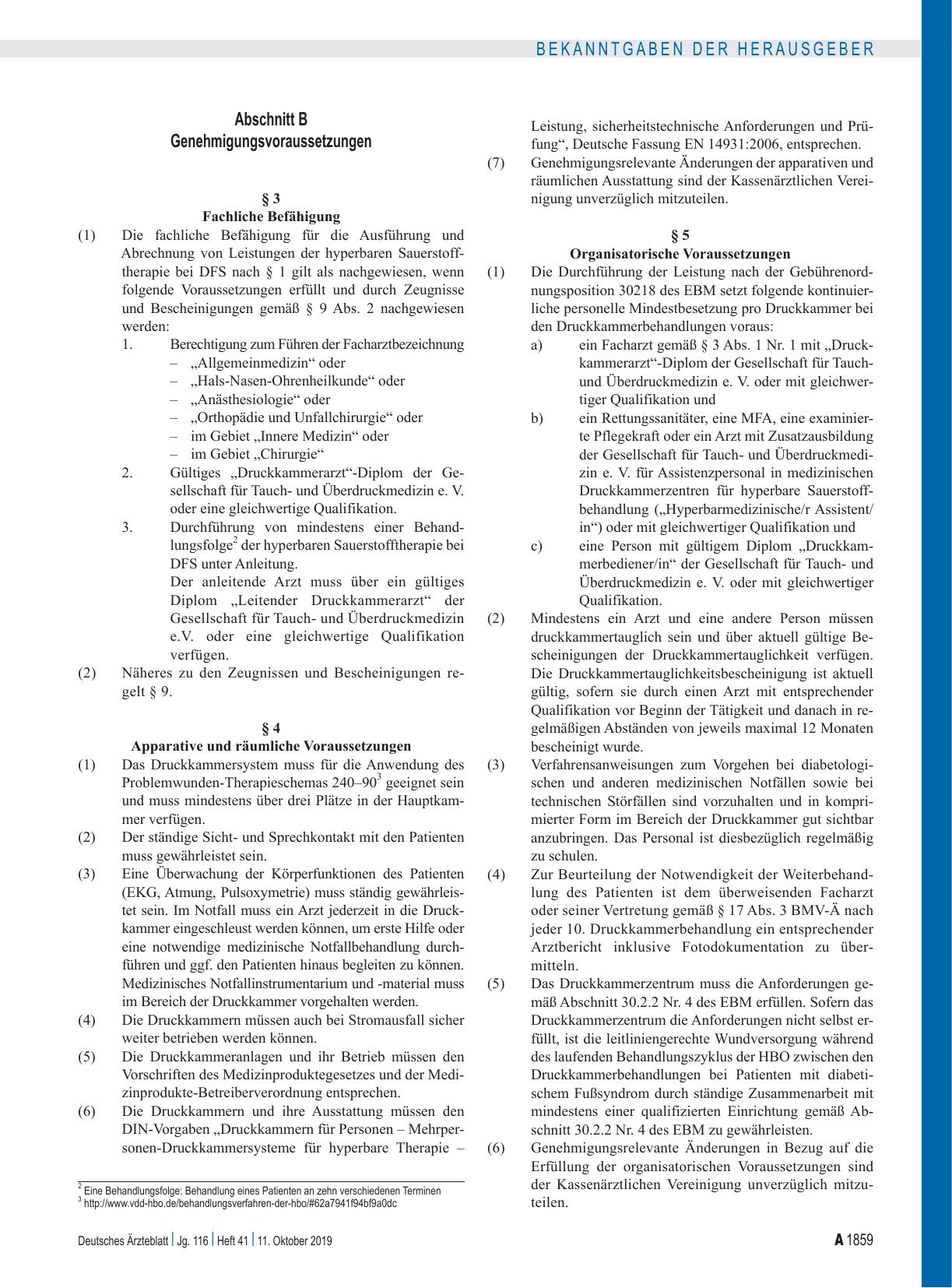 Vorschauseite 2: Vereinbarung von Qualitätssicherungsmaßnahmen nach § 135 Abs. 2 SGB V zur hyperbaren Sauerstofftherapie bei diabetischem Fußsyndrom: Abschnitt A – Allgemeine Bestimmungen, Abschni…