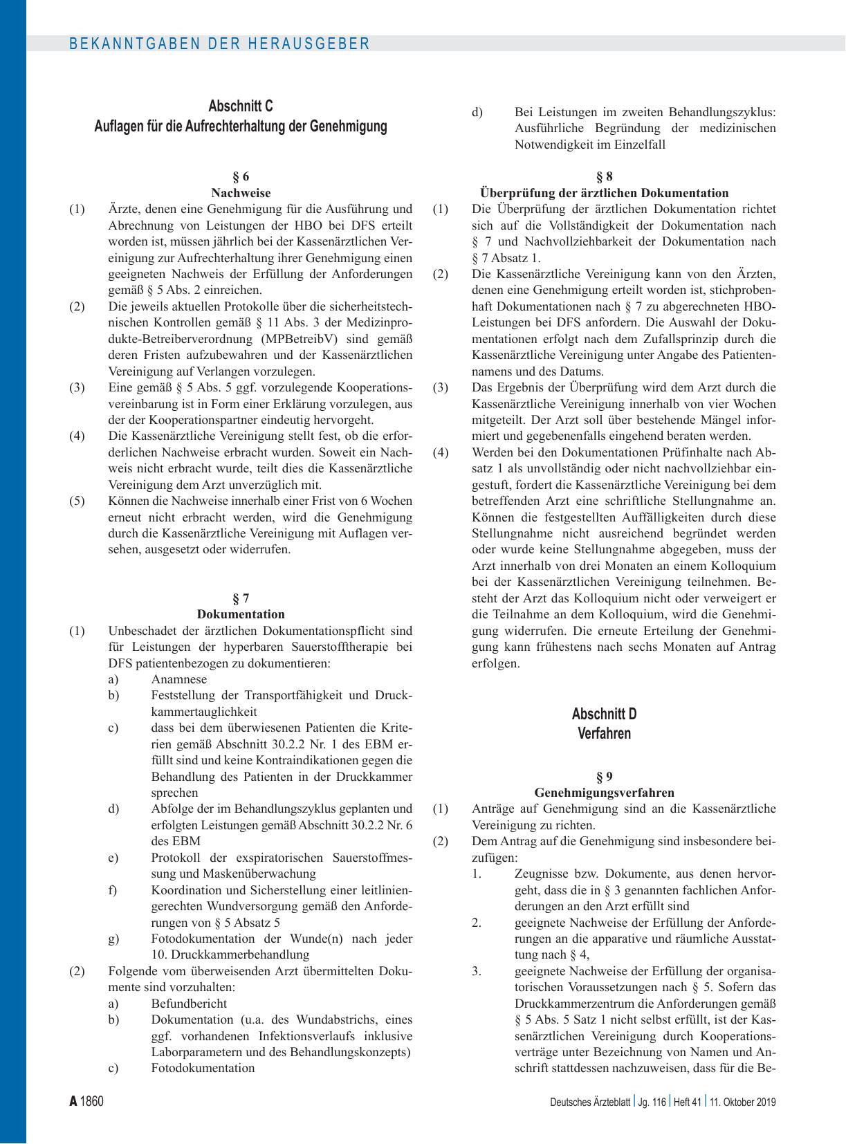 Vorschauseite 3: Vereinbarung von Qualitätssicherungsmaßnahmen nach § 135 Abs. 2 SGB V zur hyperbaren Sauerstofftherapie bei diabetischem Fußsyndrom: Abschnitt A – Allgemeine Bestimmungen, Abschni…