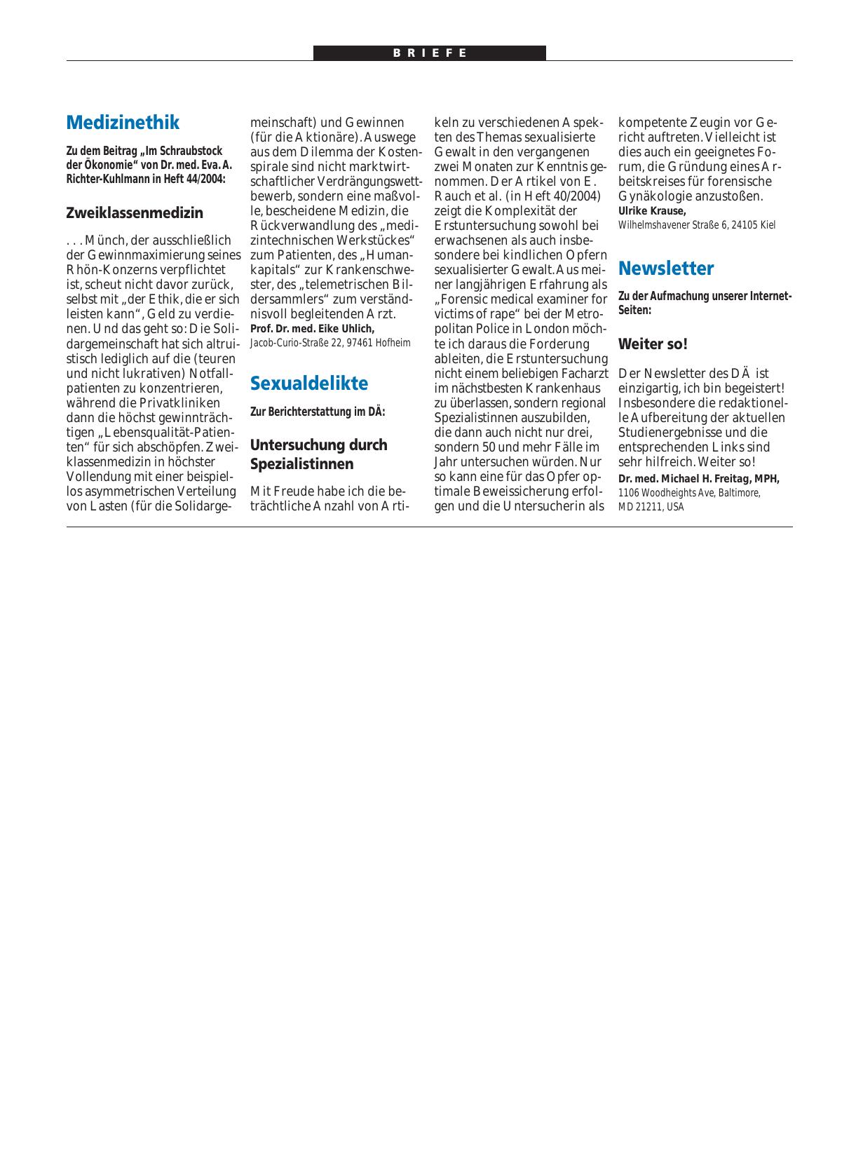 Vorschauseite 1: Sexualdelikte: Untersuchung durch Spezialistinnen